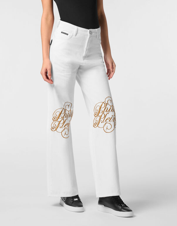 Denim Trousers Skater Fit Logo Summer Snow