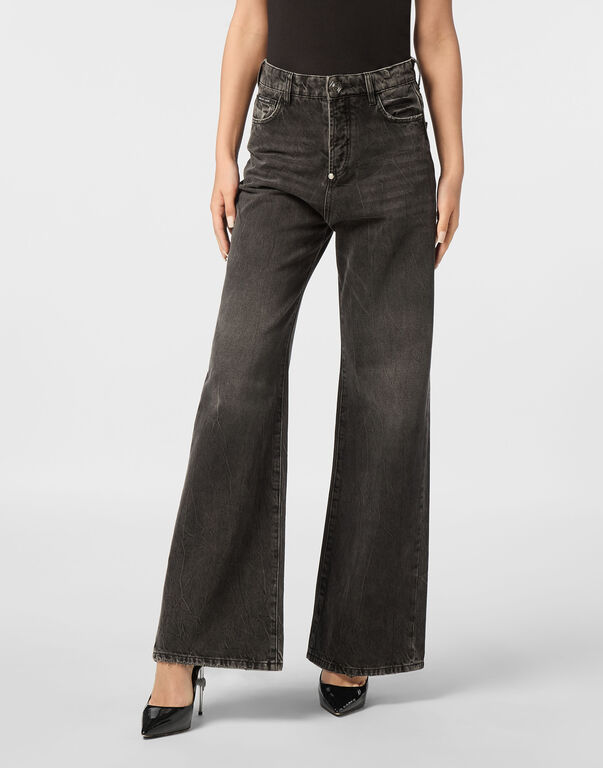 Denim Trousers Skater Fit Logo RUSH GREY