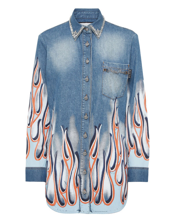 Denim Shirt LS Flame Racing Salt' N' Pepa