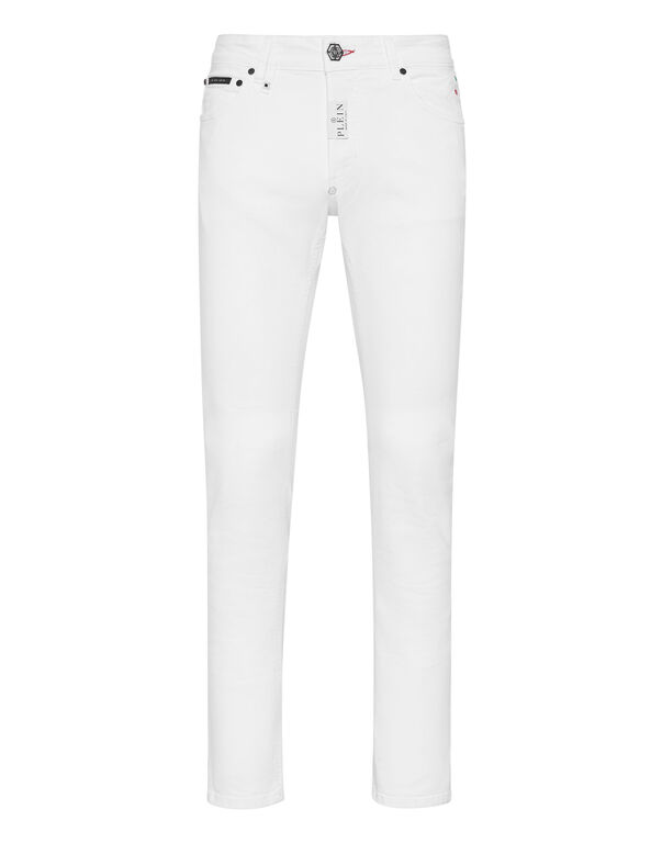 Denim Trousers Super Straight Cut Premium Hexagon Snow White