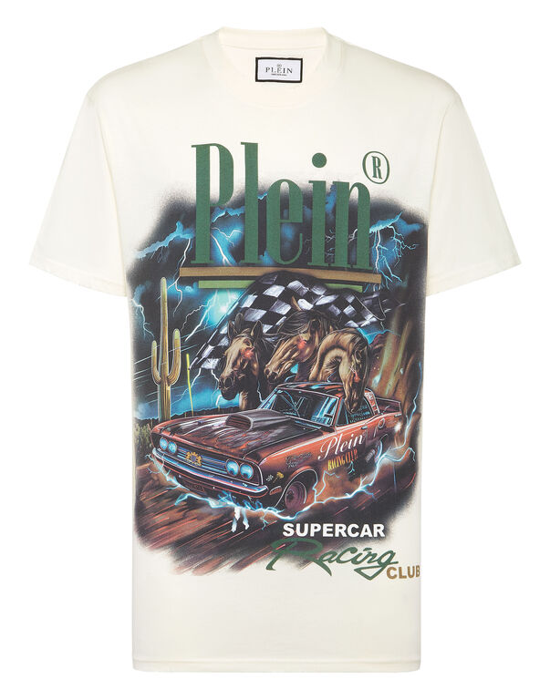 T-shirt Round Neck SS Racing Club Off White