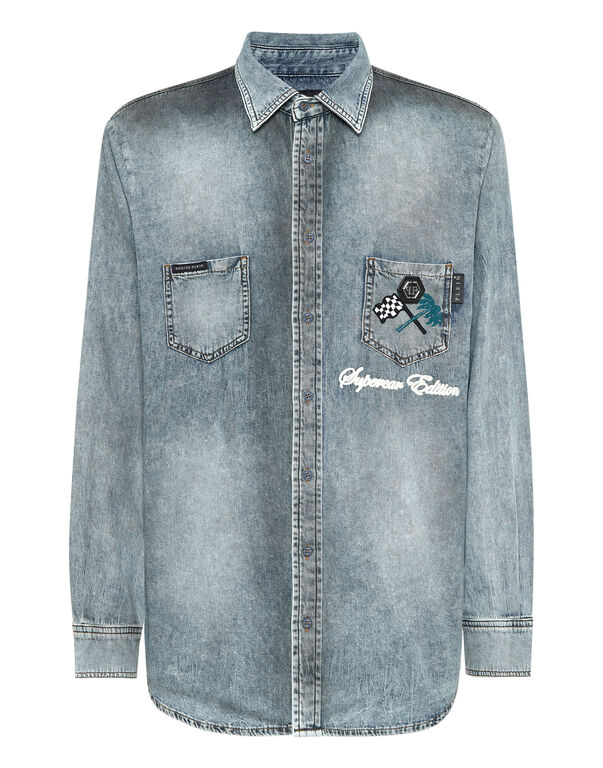 Denim Shirt LS Cars Racing SAND STONE GREY