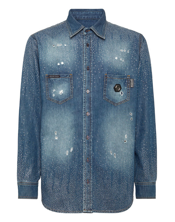 Denim Shirt Ls Strass ADRENALINED BLUE