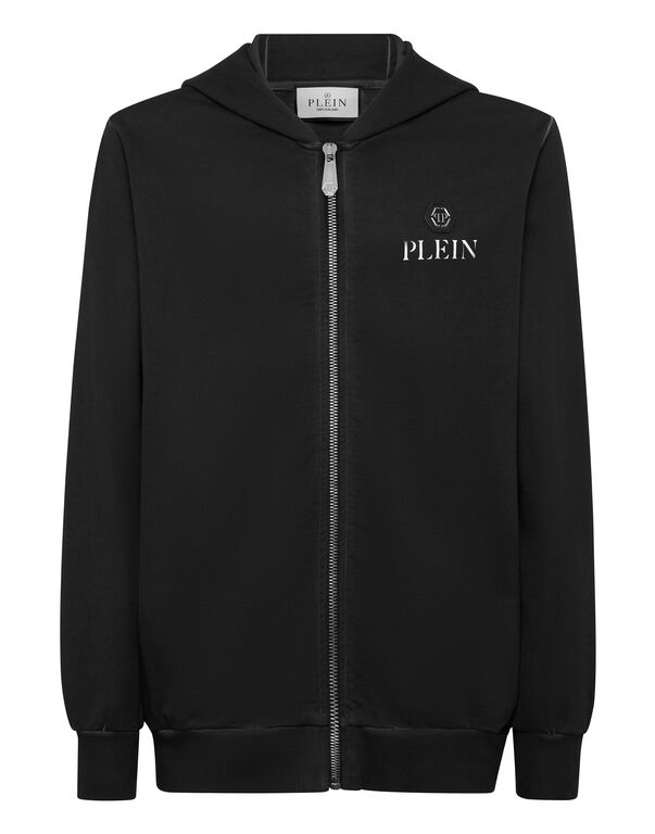 Hoodie Sweatjacket Basic Plein Old Dye black