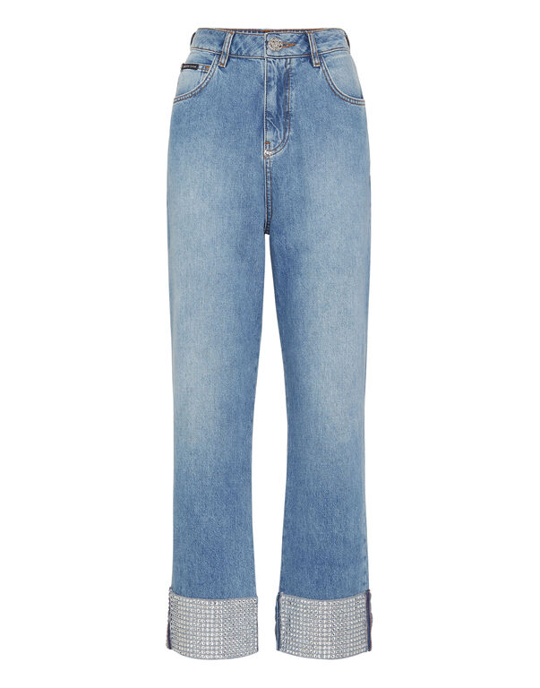 Denim Trousers Strass Loose Fit Heart Salt' N' Pepa