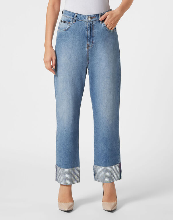 Denim Trousers Strass Loose Fit Heart Salt' N' Pepa