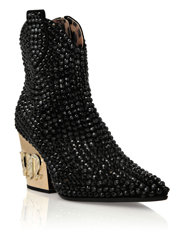 CowBoy Mid-Heel BootsGothic Plein with Crystals black