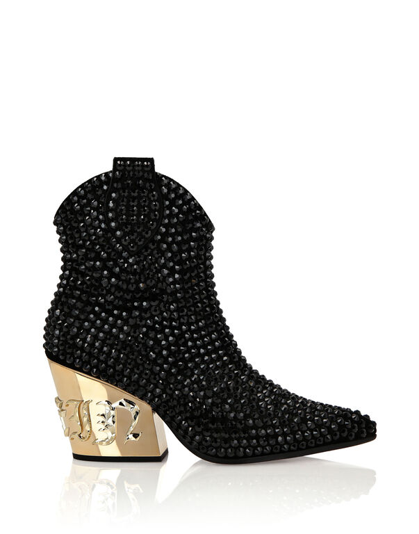 CowBoy Mid-Heel BootsGothic Plein with Crystals black