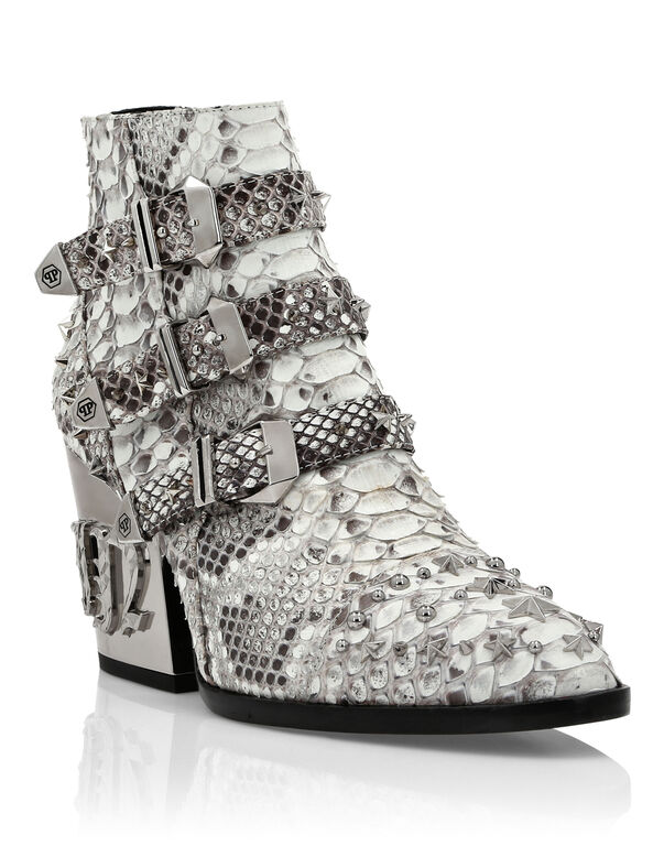 Python Boots Lo-Heels Low Studs beige