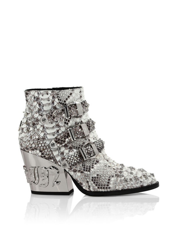 Python Boots Lo-Heels Low Studs beige