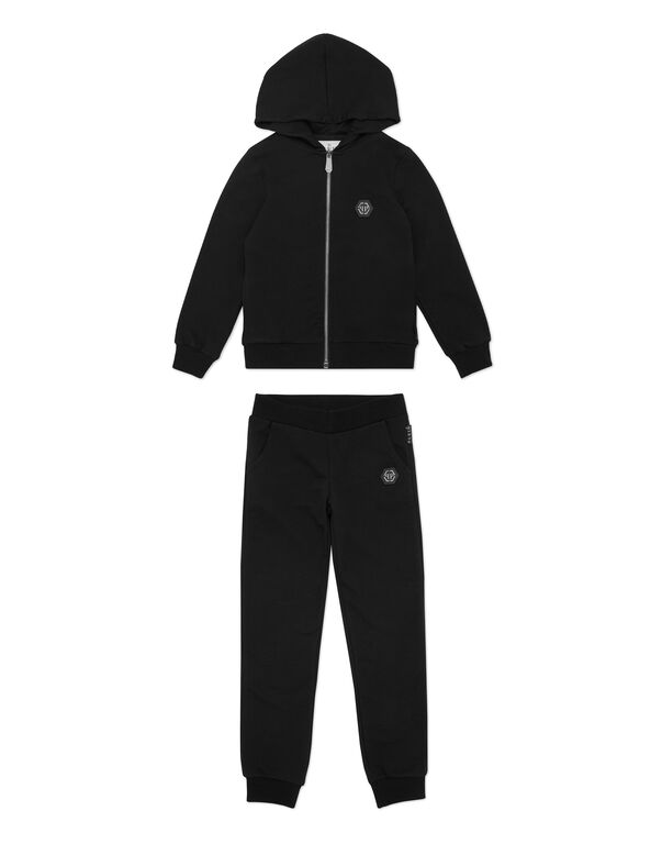 Jogging Set: Hoodie/Trousers Strass Gothic Plein black