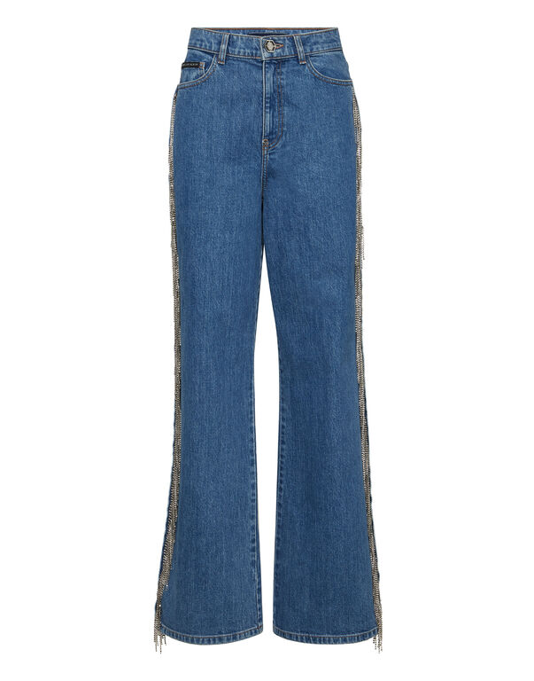 Skater Fit Jeans Crystal Fringes Monte Carlo