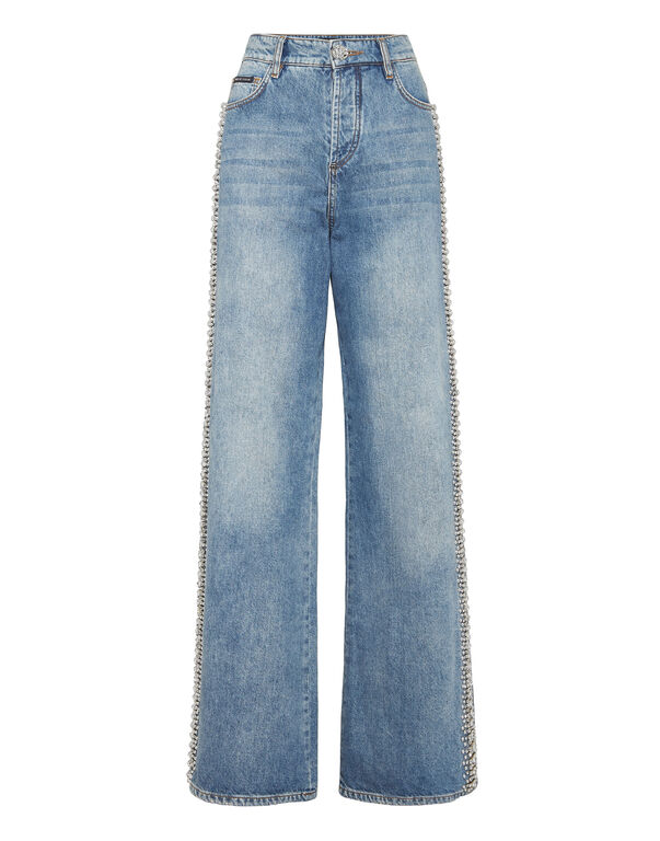 Denim Skater Fit Trousers Rib Strass Salt' N' Pepa