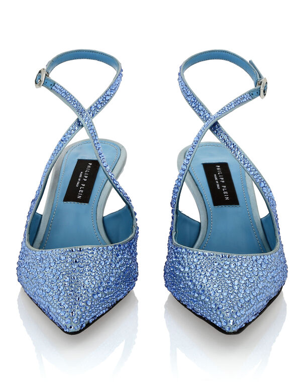 Slingback Shoes Strass light blue