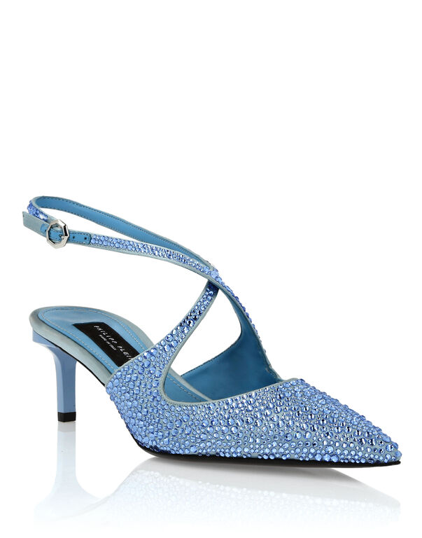 Slingback Shoes Strass light blue