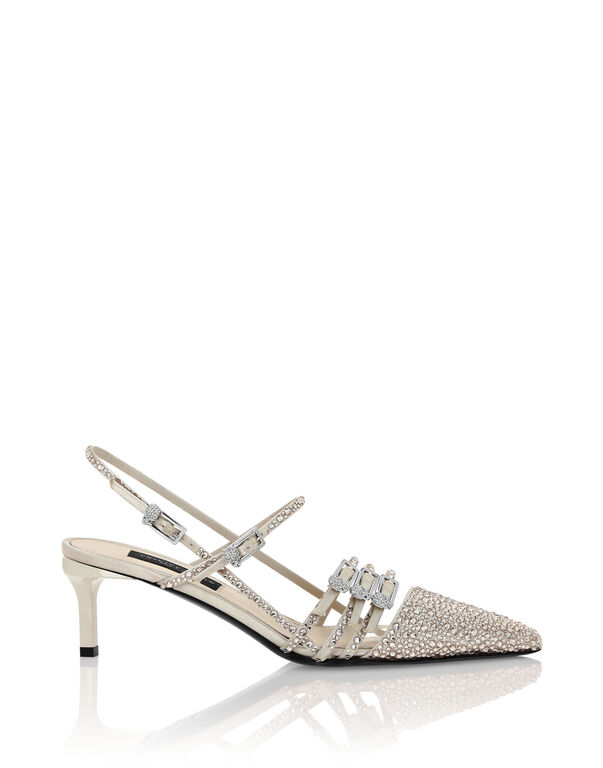 Multi-Strap Mid-Heel Slingbacks 5 Mix Strass beige