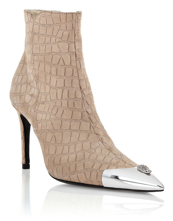Nubuck Mid-Heeled Low Boots 9 beige