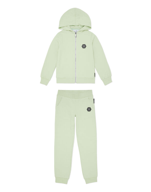 Jogging Set: Hoodie/Trousers Strass Gothic Plein green