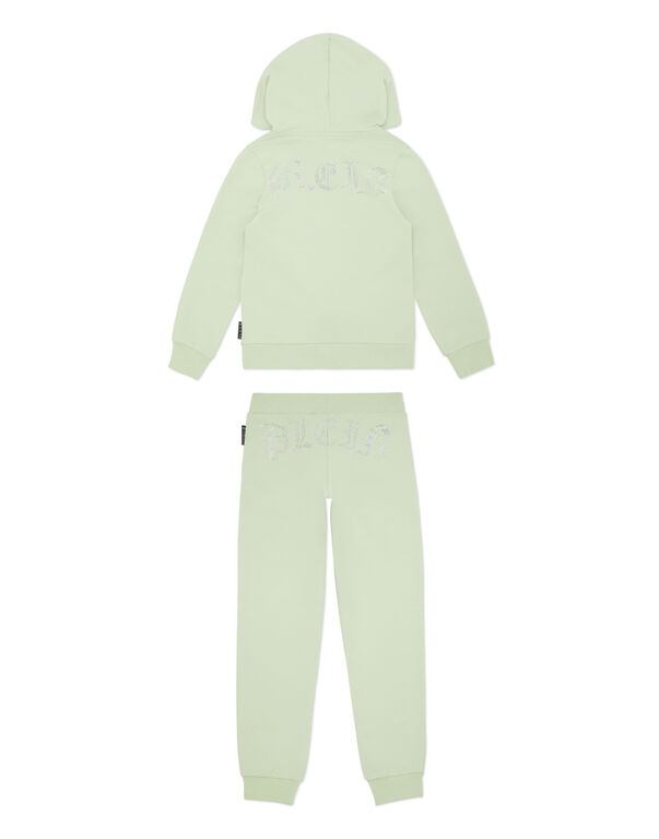 Jogging Set: Hoodie/Trousers Strass Gothic Plein green