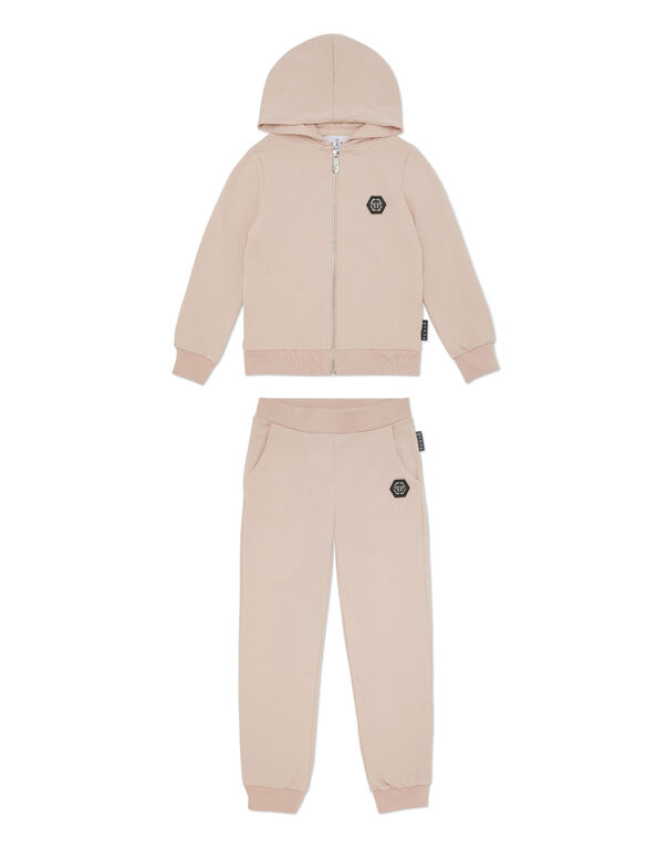 Jogging Set: Hoodie/Trousers Strass Gothic Plein nude pink