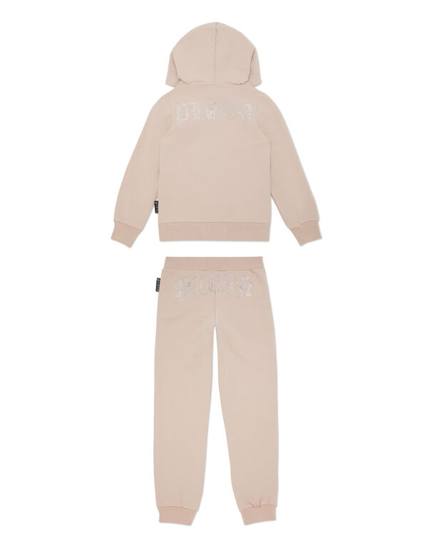 Jogging Set: Hoodie/Trousers Strass Gothic Plein nude pink