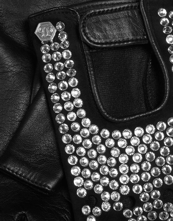 Driver Gloves with Crystals black