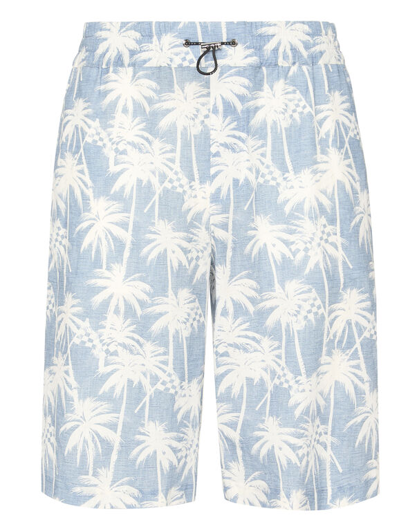 Short Trousers Cool Kid Fit Chambray Printed light blue