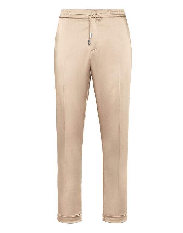 Satin Trousers Tailored Fit beige