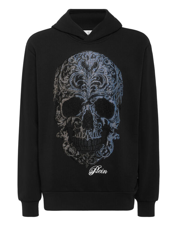 Fleece Hoodie Sweatshirt Degrade' Skull black