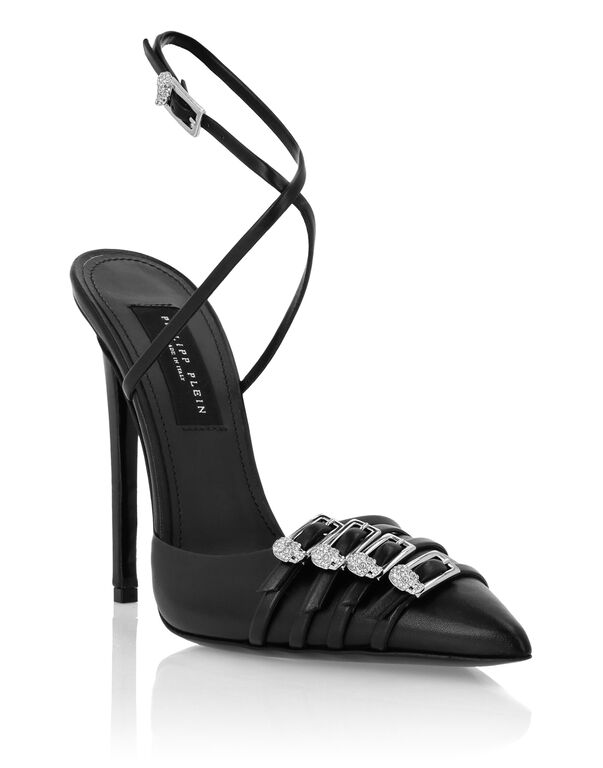 Multi-Strap Crossing High Heels 12 black