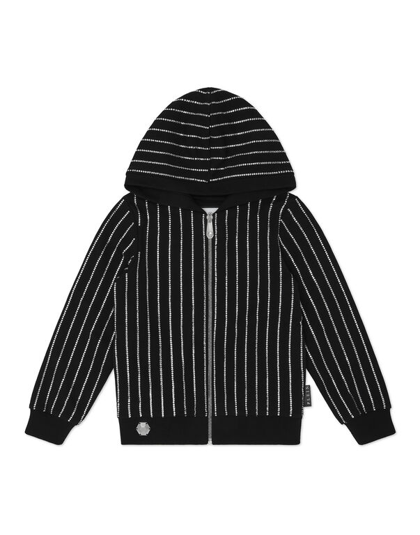 Cropped Hoodie Sweatjacket Crystal black