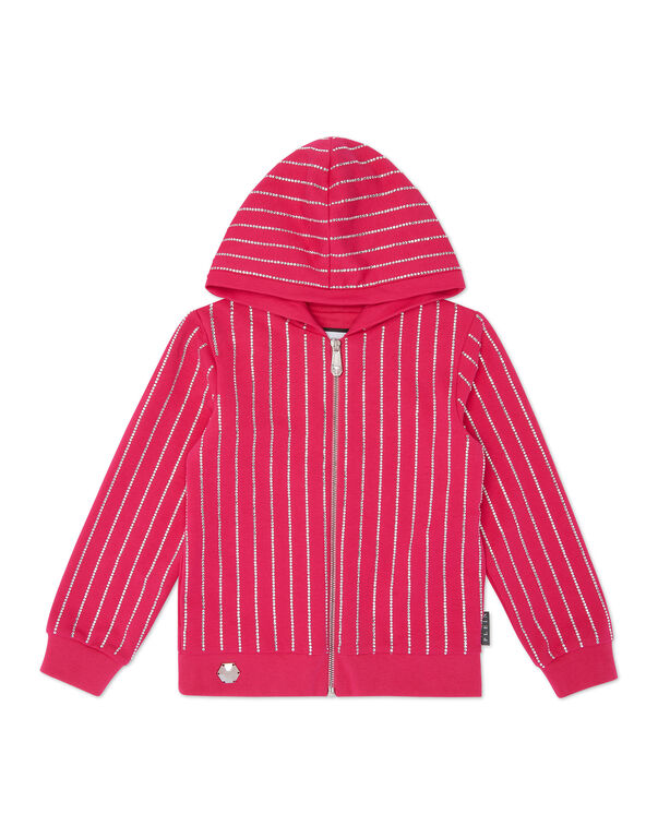 Cropped Hoodie Sweatjacket Crystal Fuxia