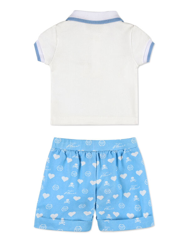 POLO+SHORTS white / light blue