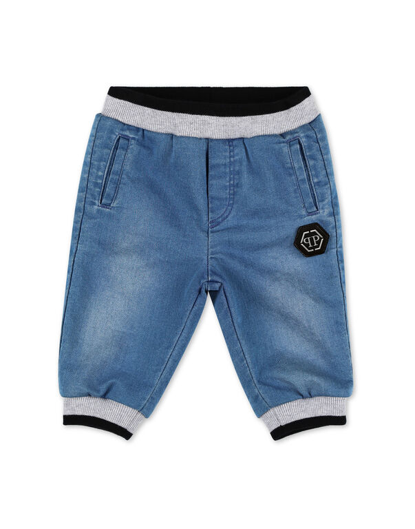 LONG TROUSERS Hexagon middle blue