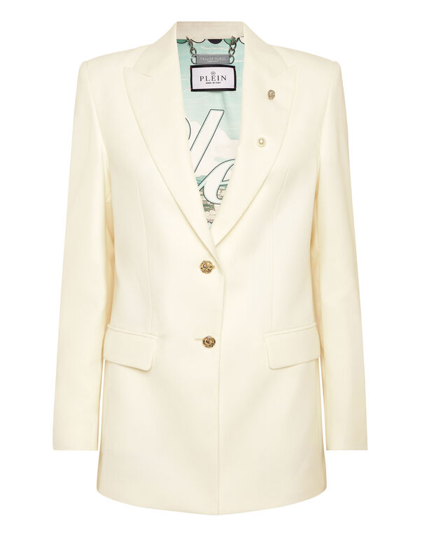 Racing Blazer Boyfriend Fit white