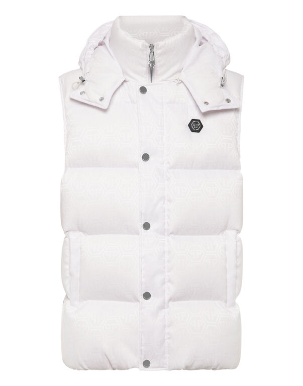 Nylon Down Vest Monogram Off White