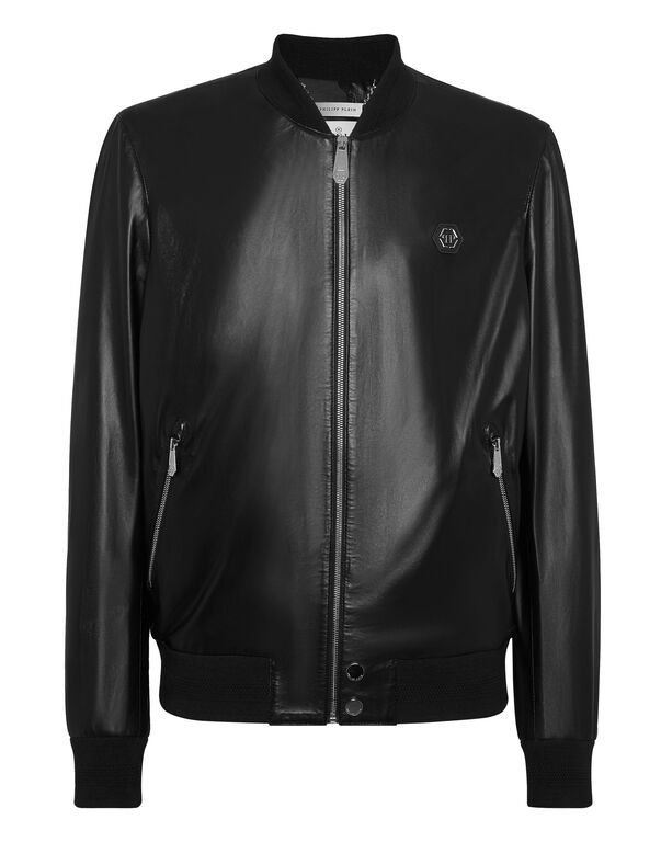 Leather Bomber black