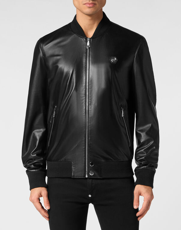 Leather Bomber black