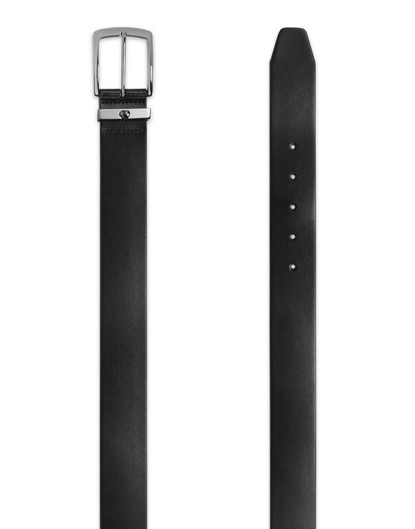 Leather Belt Skull black/black nickel