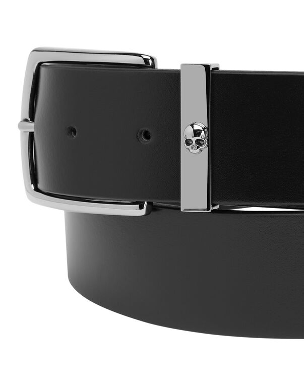 Leather Belt Skull black/black nickel