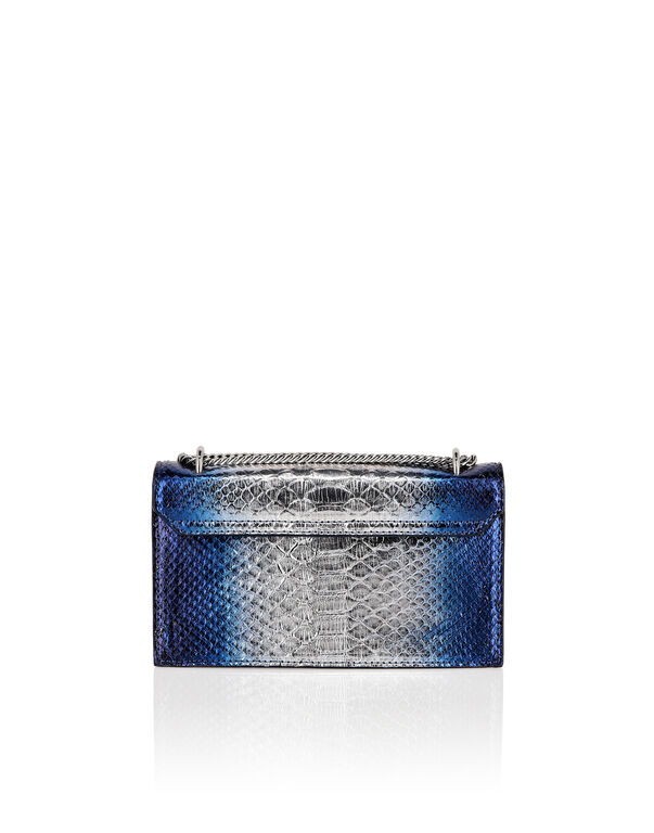 Small Python Shoulder Bag silver + dark blue