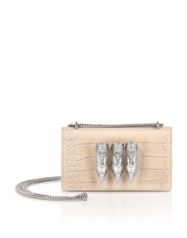 Croco Embossed Clutch Eagle beige