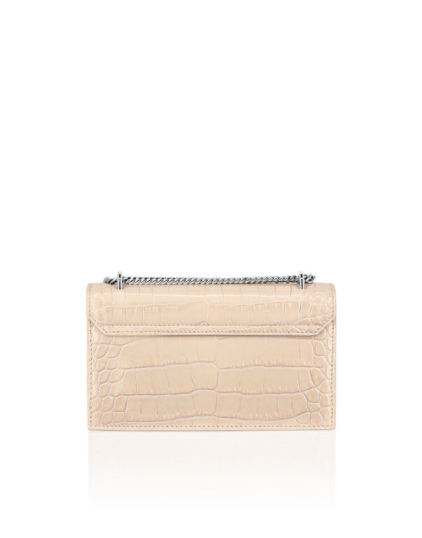 Croco Embossed Clutch Eagle beige
