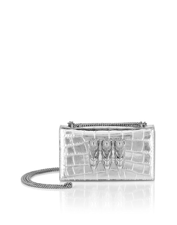 Crocco Printed Small Shoulder Bag Silver