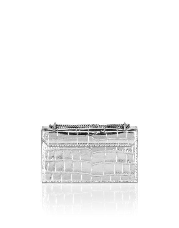 Crocco Printed Small Shoulder Bag Silver