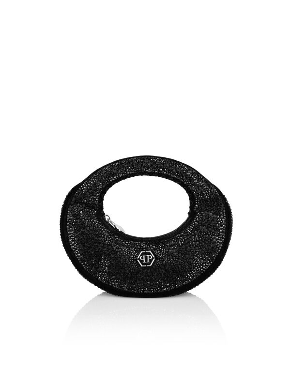 Suede Mini Handle Bag Strass black / black