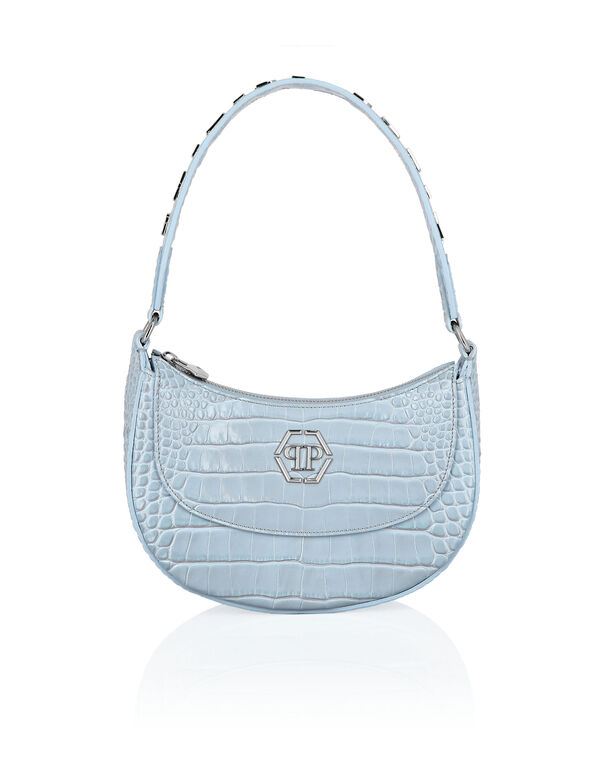 Croco Embossed Handle Bag GALAXY light blue