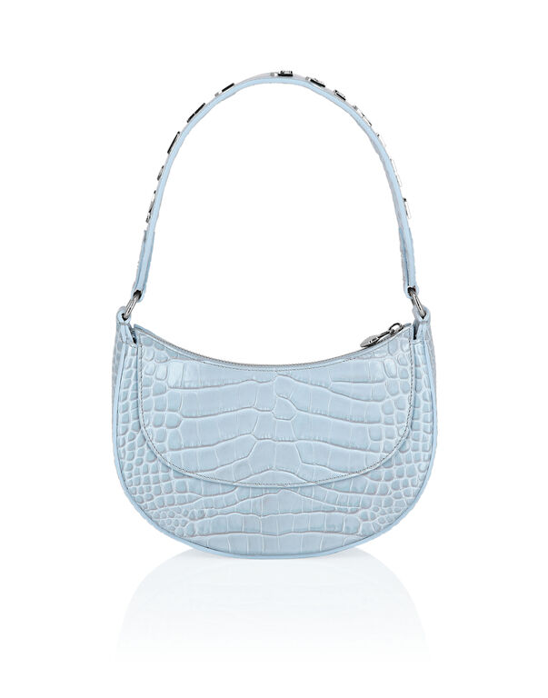 Croco Embossed Handle Bag GALAXY light blue