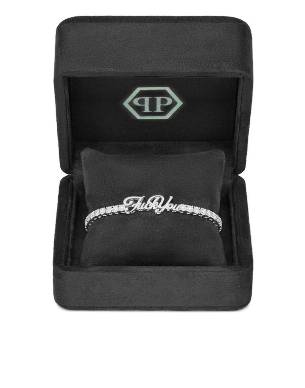 Bracelet FUCK YOU White Gold and Diamonds 40 points 19 cm