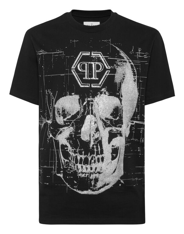 Round Neck T-Shirt Skull Strass black